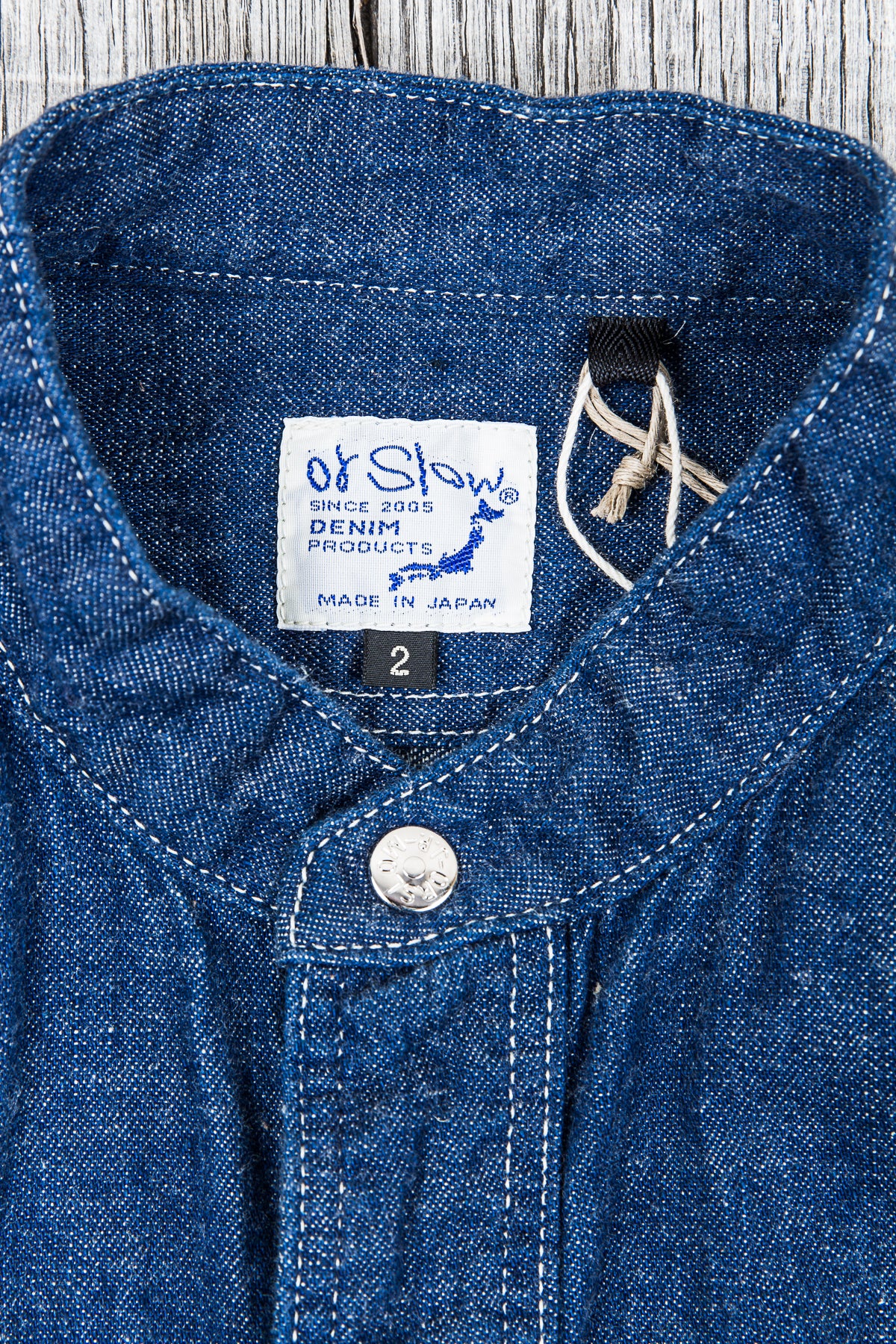 OrSlow Stand Collar Denim Shirt Dress