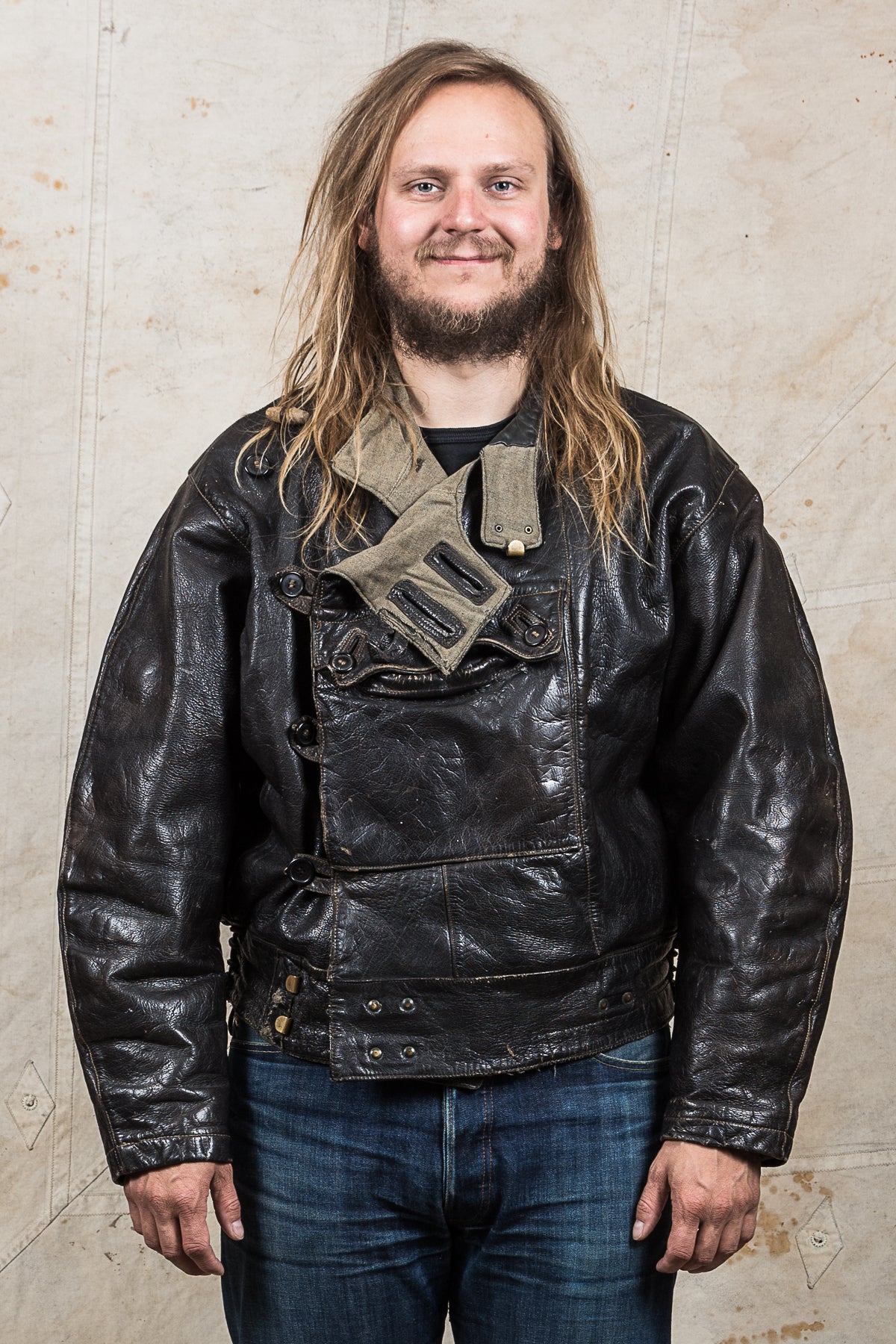 Vintage Swedish Army Dispatch Riders Leather Jacket "Ordonnansjacka"