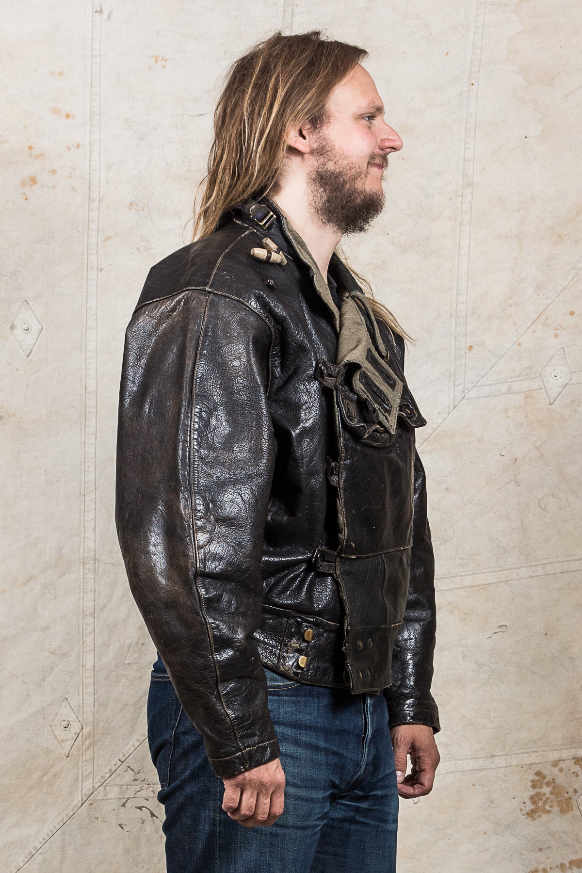 Vintage Swedish Army Dispatch Riders Leather Jacket "Ordonnansjacka"