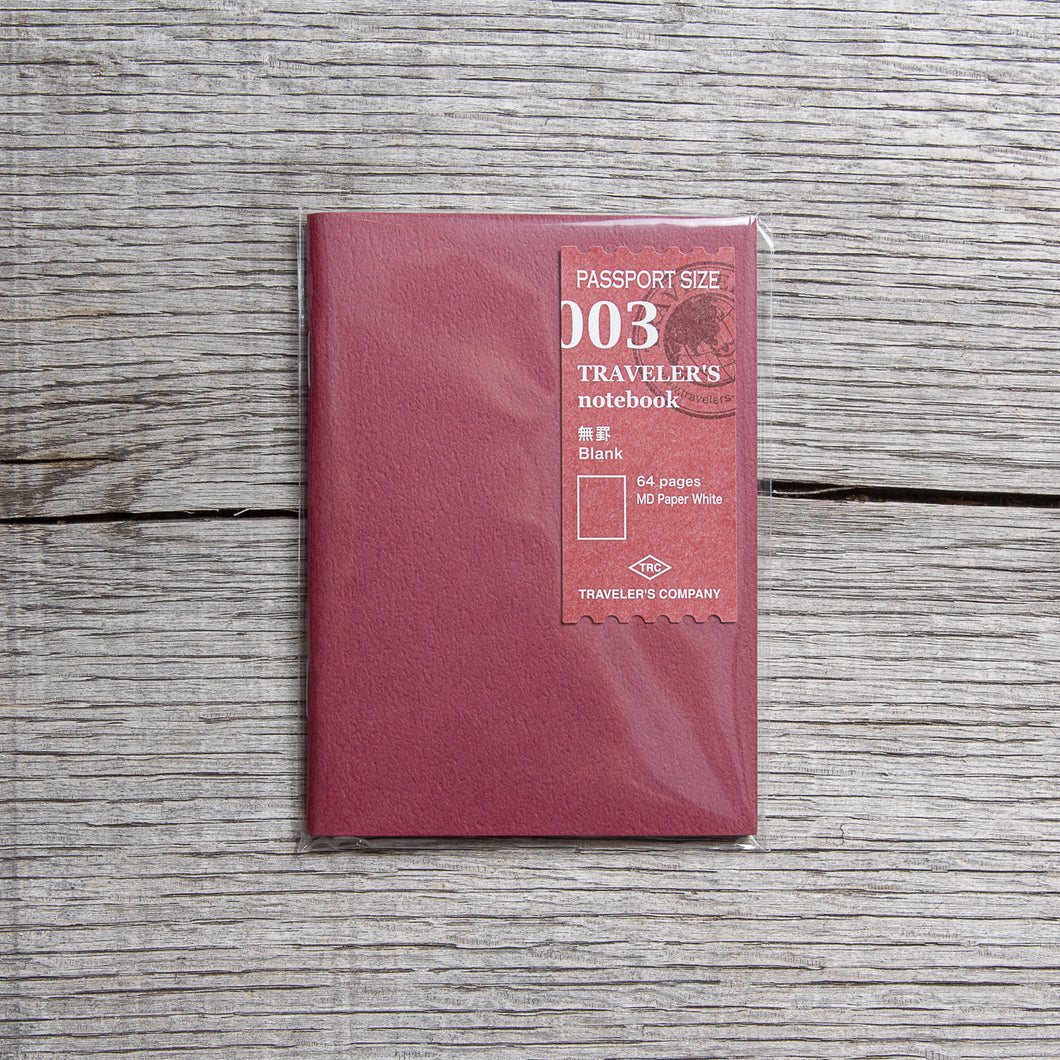 Traveler’s Company #003 Passport Size Notebook Refill Plain Paper