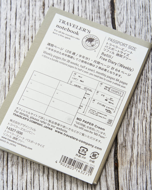 Traveler's Company #007 Passport Size Notebook Free Diary (Weekly)