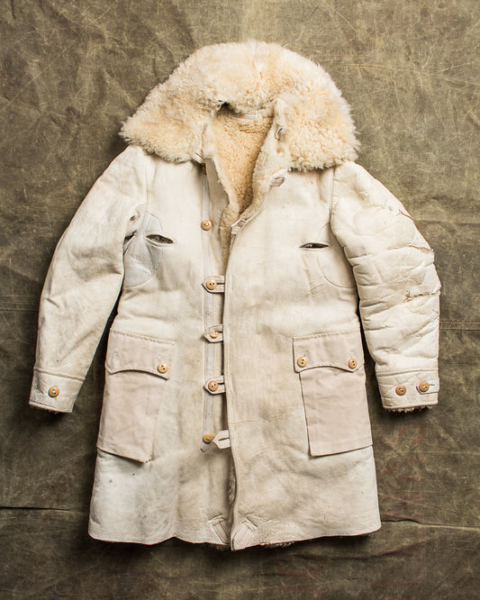 Vintage Swedish Army Shearling Survival Coat "Livpäls M/1916"