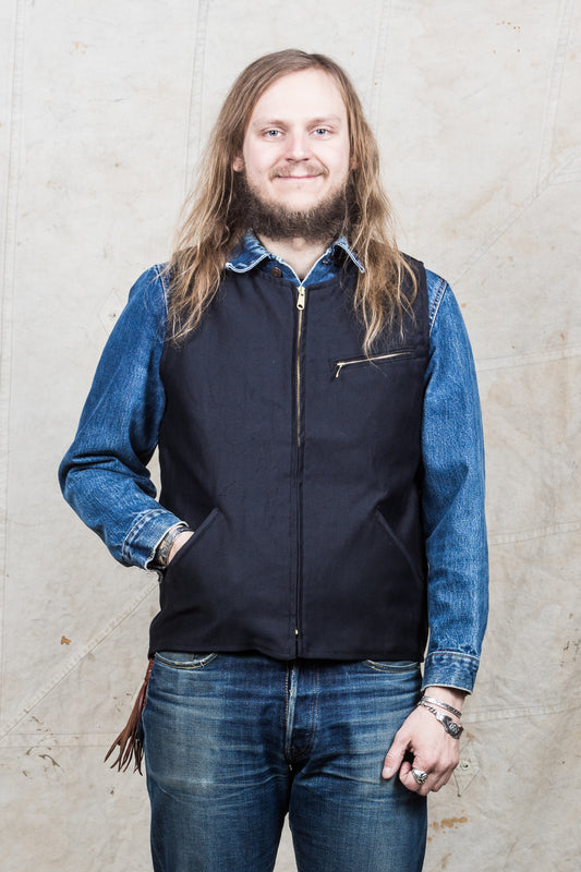 Indigofera Iconic Vest Black Grosgrain