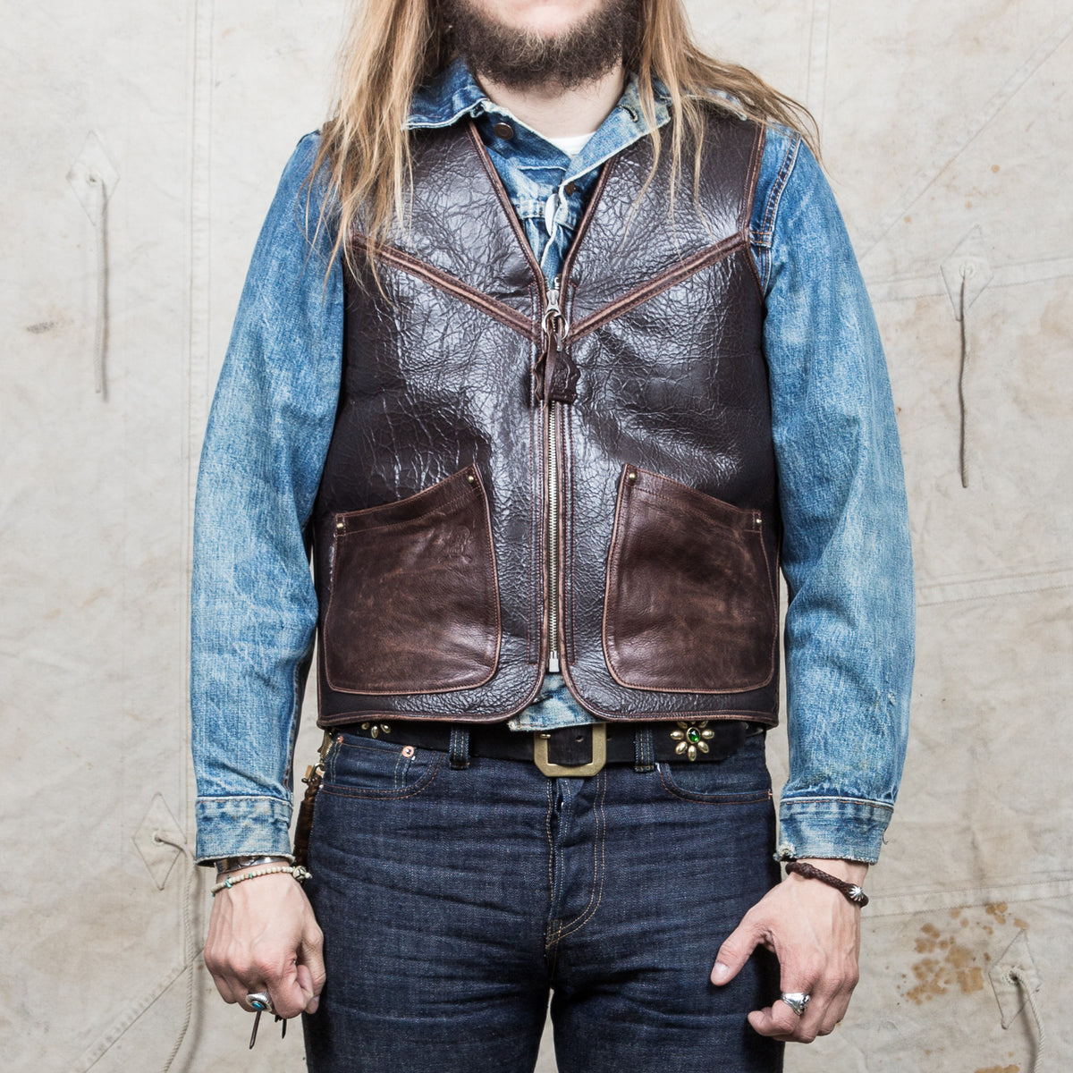 ELMC Biker Flight Vest Vintage Brown