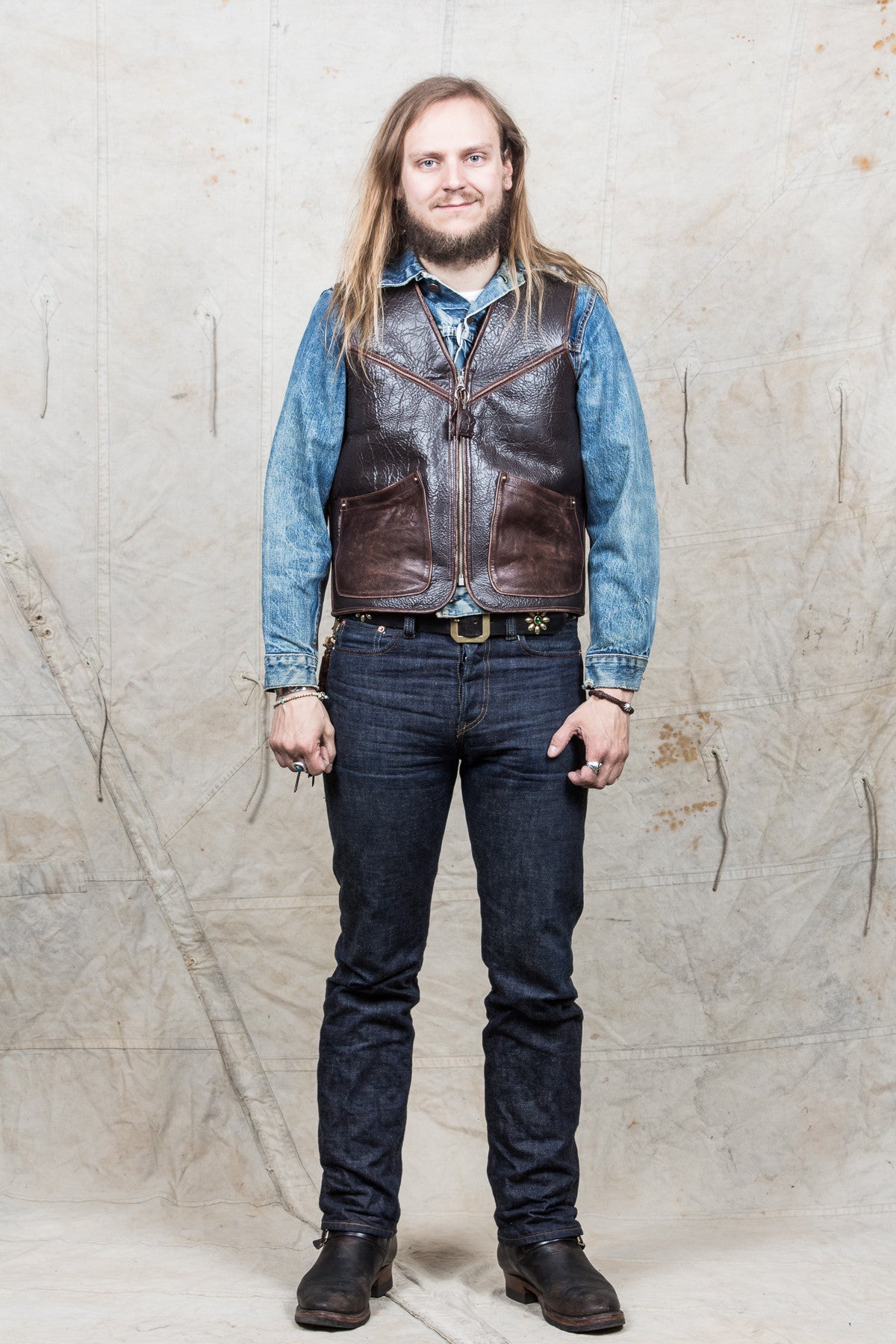 ELMC Biker Flight Vest Vintage Brown