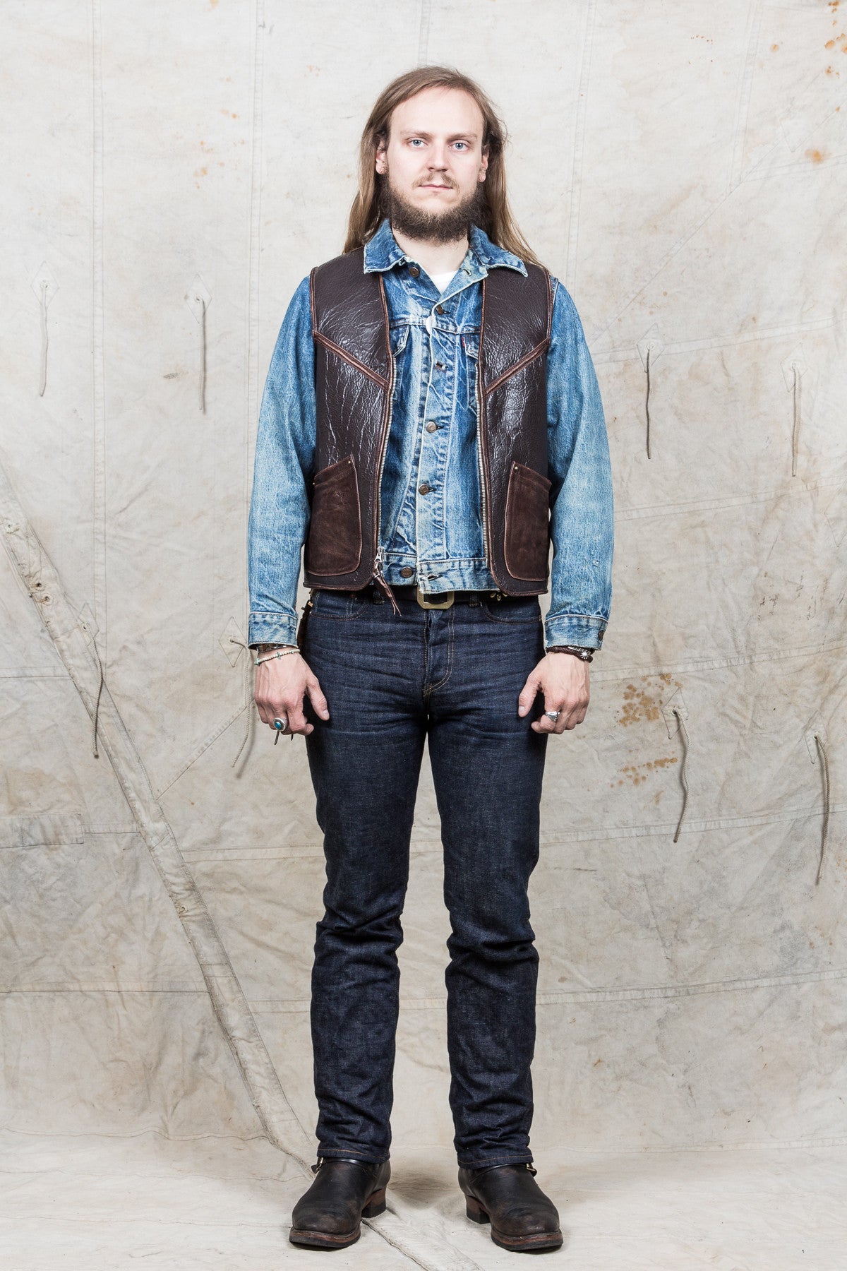 ELMC Biker Flight Vest Vintage Brown