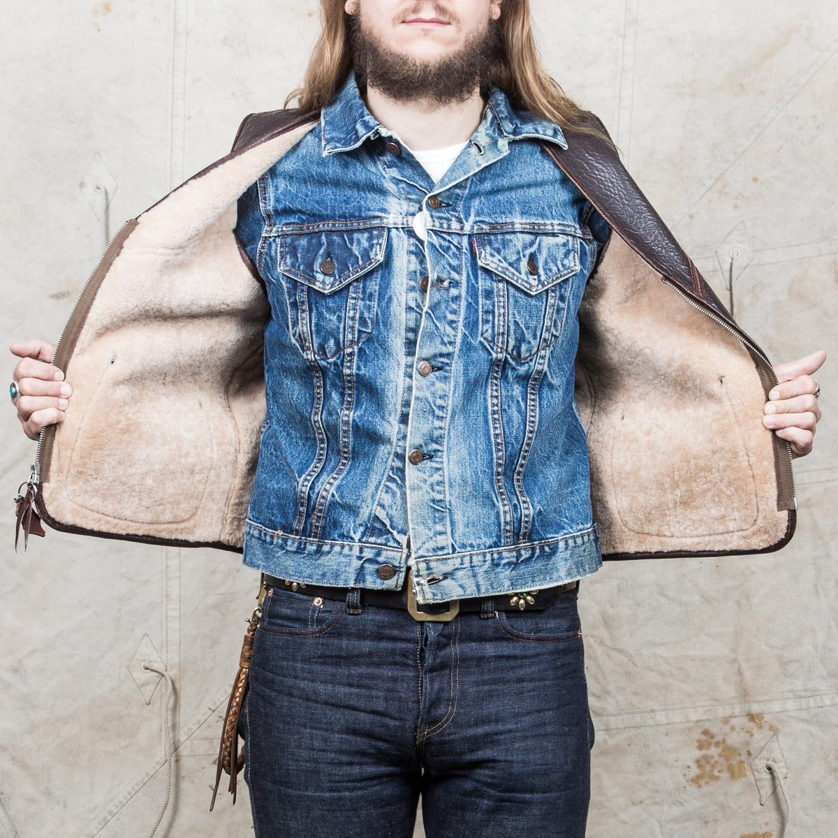 ELMC Biker Flight Vest Vintage Brown