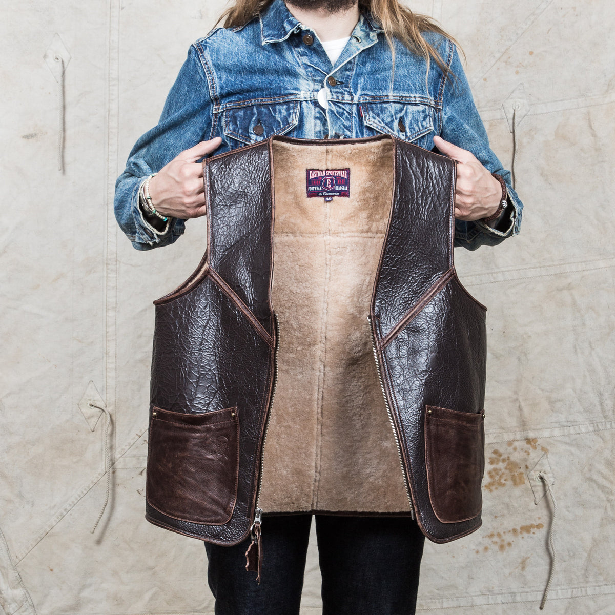 ELMC Biker Flight Vest Vintage Brown