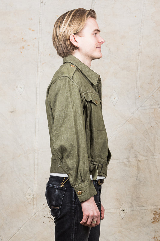Vintage 1949 Khaki Green British Army Denim Blouse Jacket