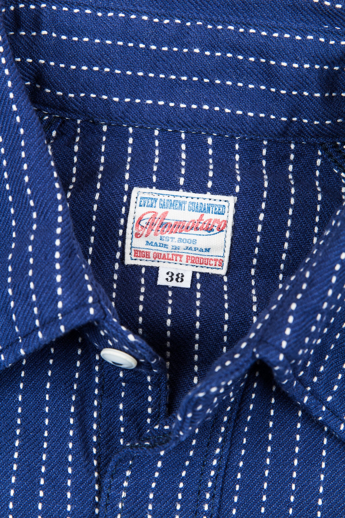 Momotaro Stitch Stripe Lagran Sleeve Work Shirt