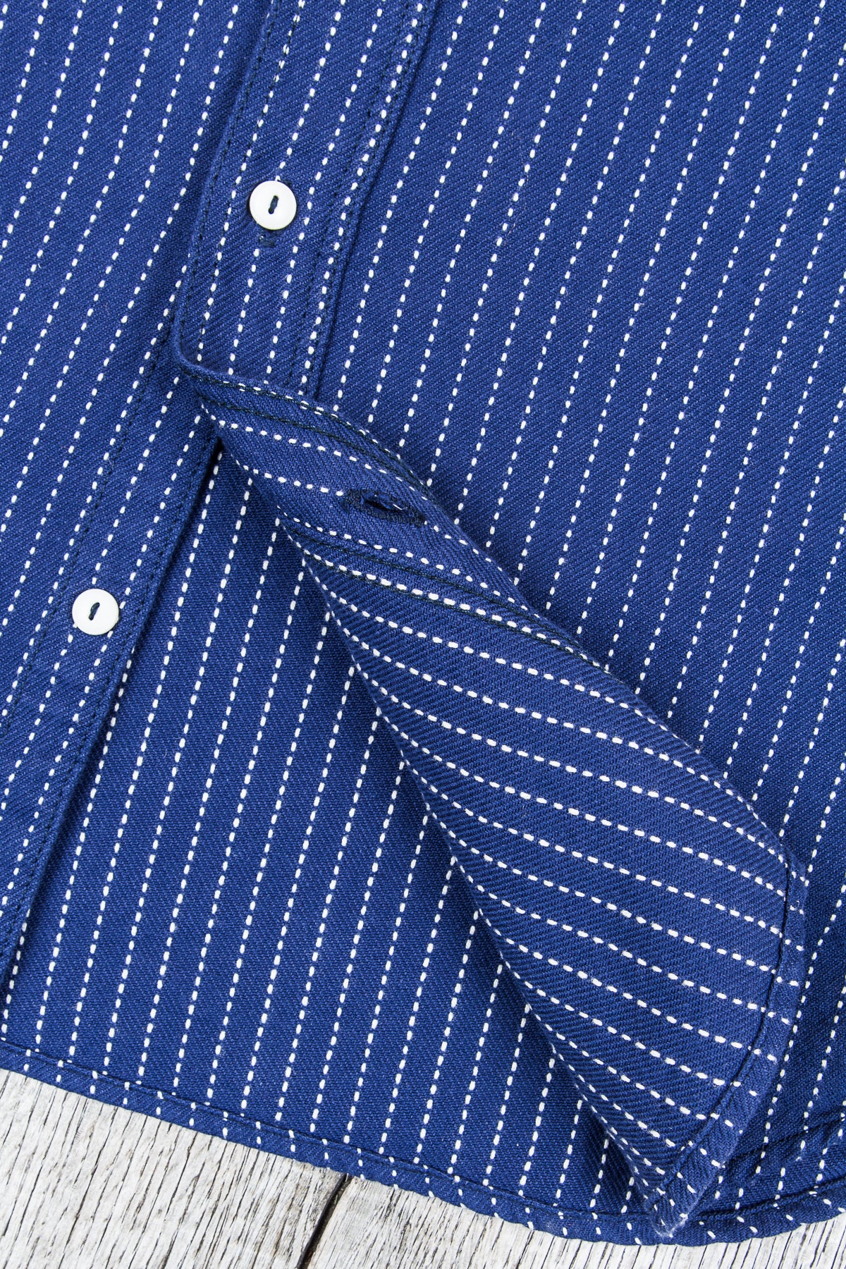 Momotaro Stitch Stripe Lagran Sleeve Work Shirt