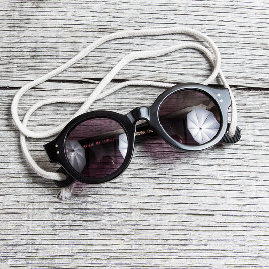 Tender Round Tops Sunglasses Black Cotton Acetate