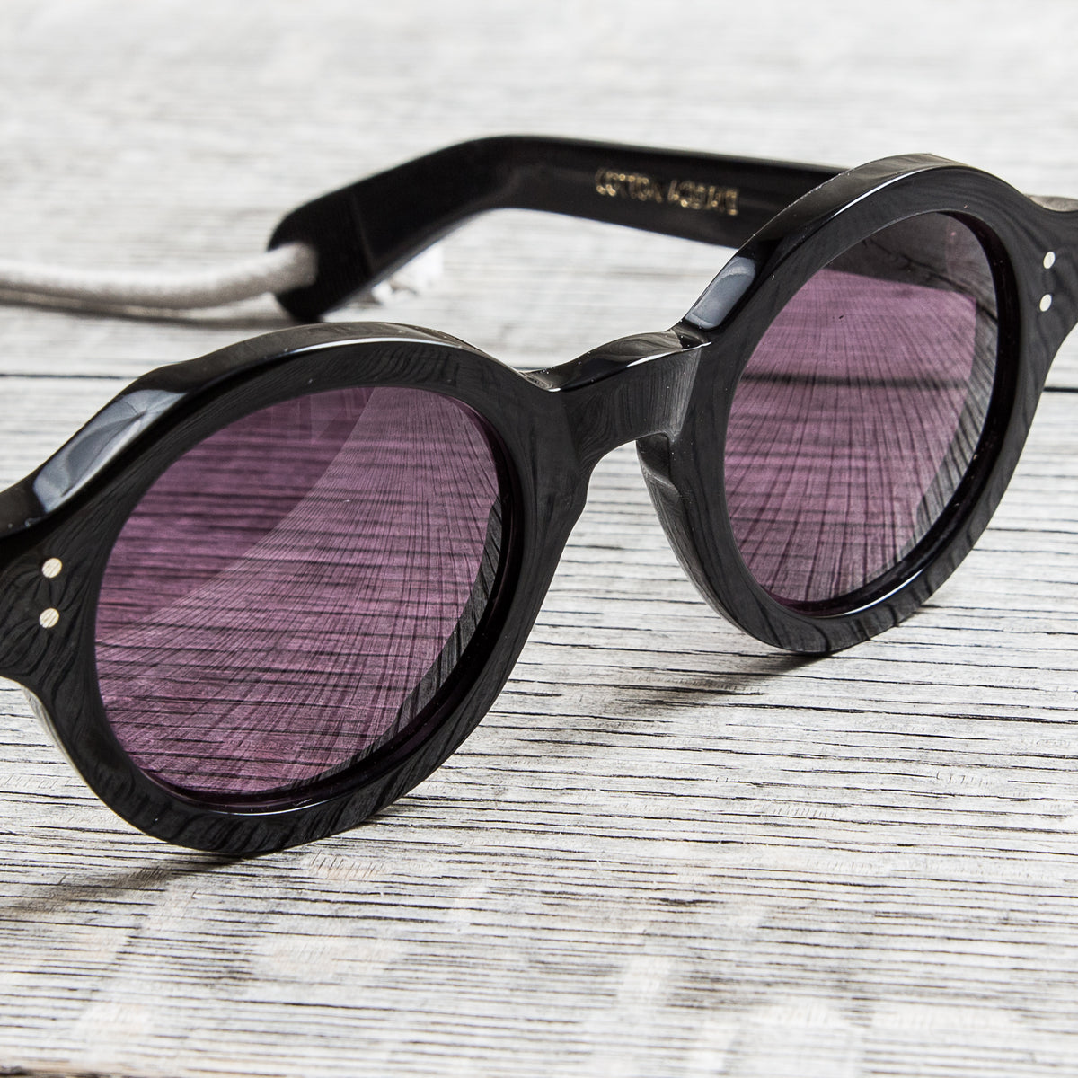 Tender Round Tops Sunglasses Black Cotton Acetate