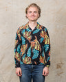 Sun Surf Rayon Long Sleeved Hawaiian Shirt Banana Harvest Black