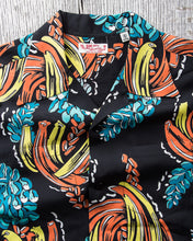 Sun Surf Rayon Long Sleeved Hawaiian Shirt Banana Harvest Black