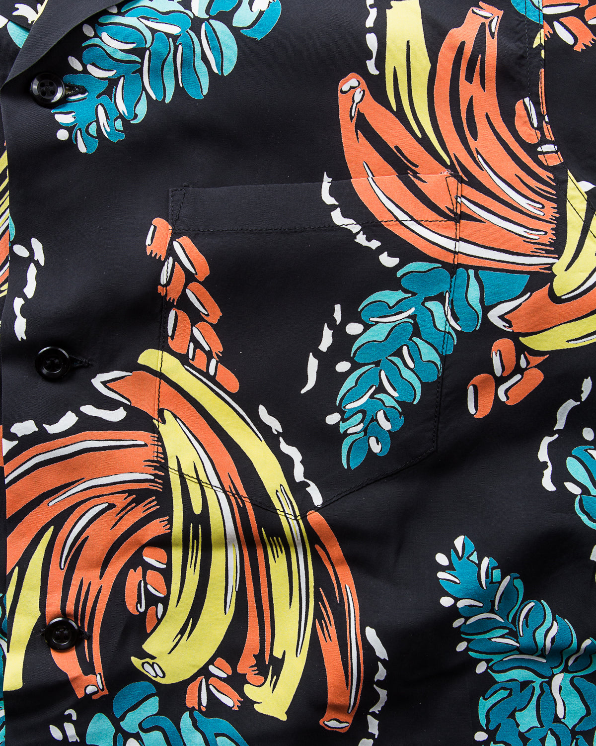 Sun Surf Rayon Long Sleeved Hawaiian Shirt Banana Harvest Black