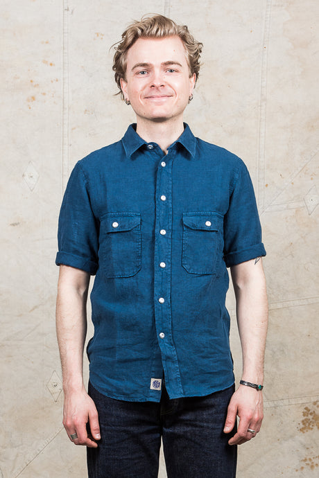 Indigofera Delray Shirt Linen Canvas Blue