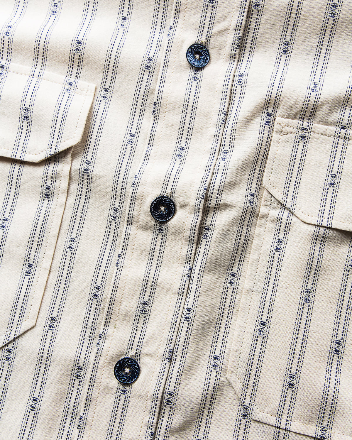 Indigofera Delray Shirt Cotton Stripe Ecru / Indigo