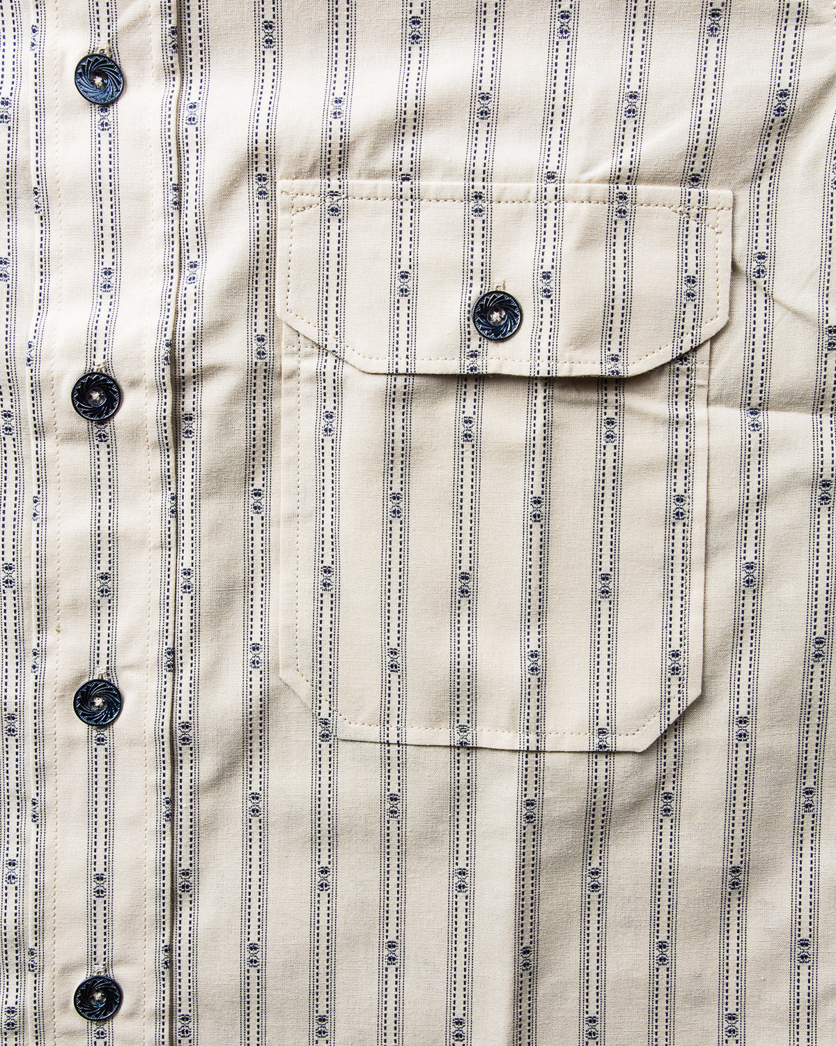 Indigofera Delray Shirt Cotton Stripe Ecru / Indigo