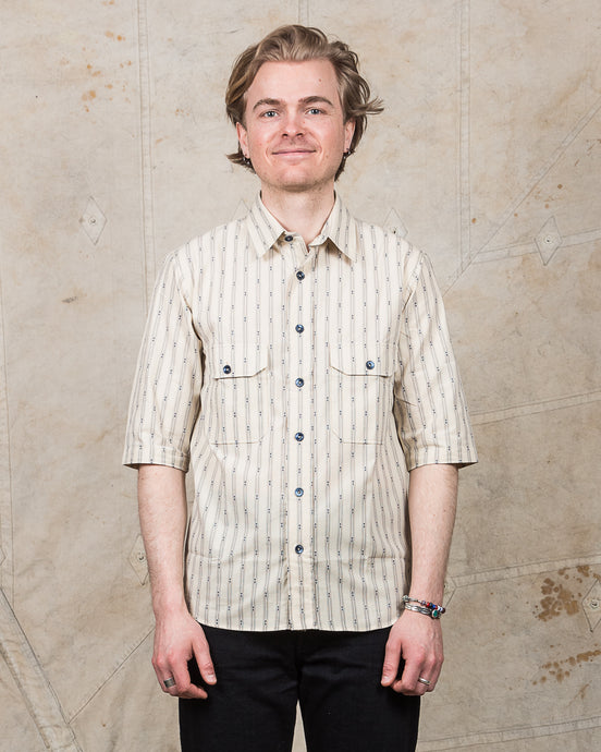 Indigofera Delray Shirt Cotton Stripe Ecru / Indigo
