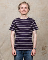 Warehouse & Co. Lot 4087 Short Sleeved Stripe T-shirt Egg Plant / Off White