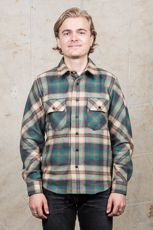 Indigofera Bryson Flannel Shirt Grey/Beige/Petrol/Red