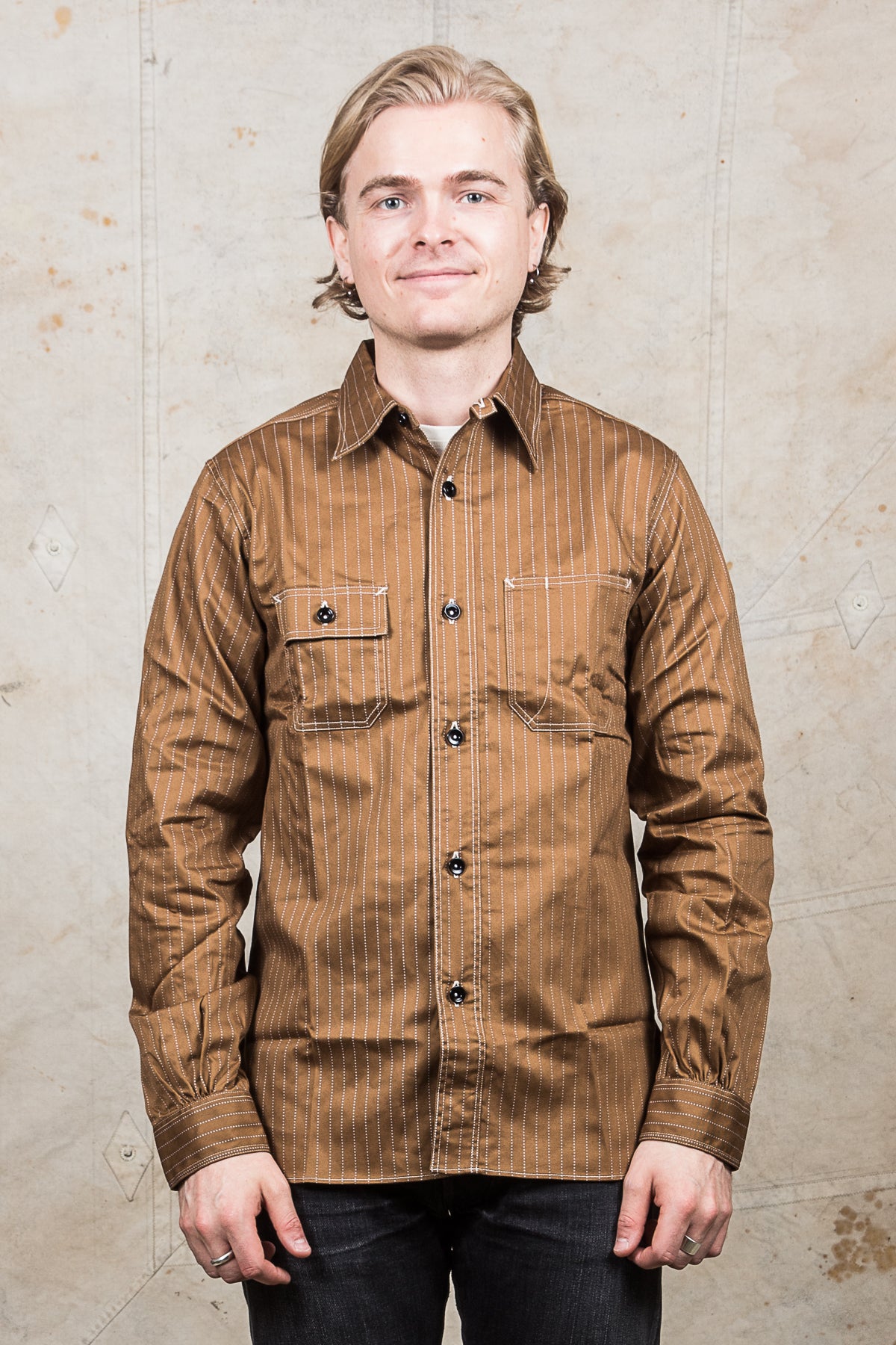 Sugar Cane & Co. Brown Wabash Stripe Work Shirt