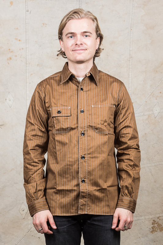 Sugar Cane & Co. Brown Wabash Stripe Work Shirt
