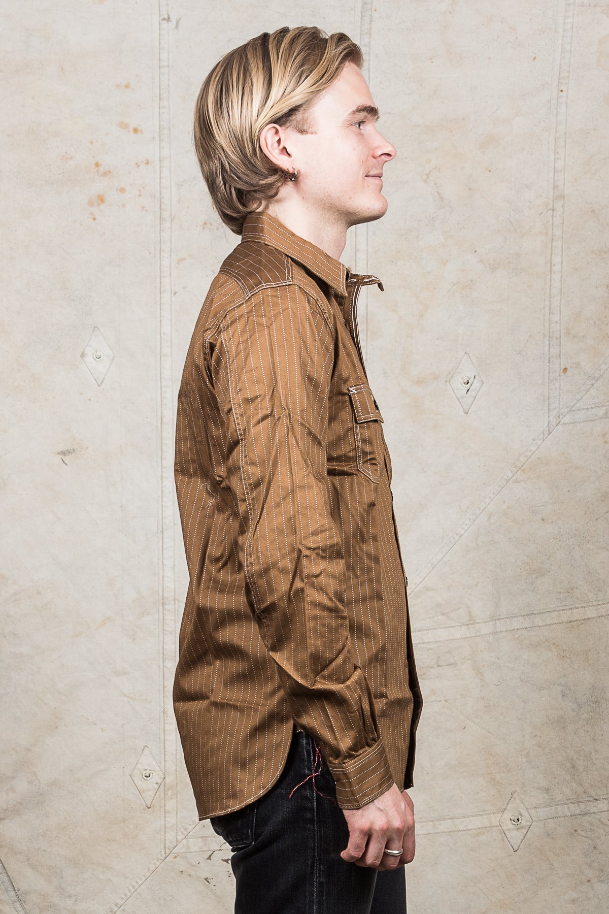 Sugar Cane & Co. Brown Wabash Stripe Work Shirt