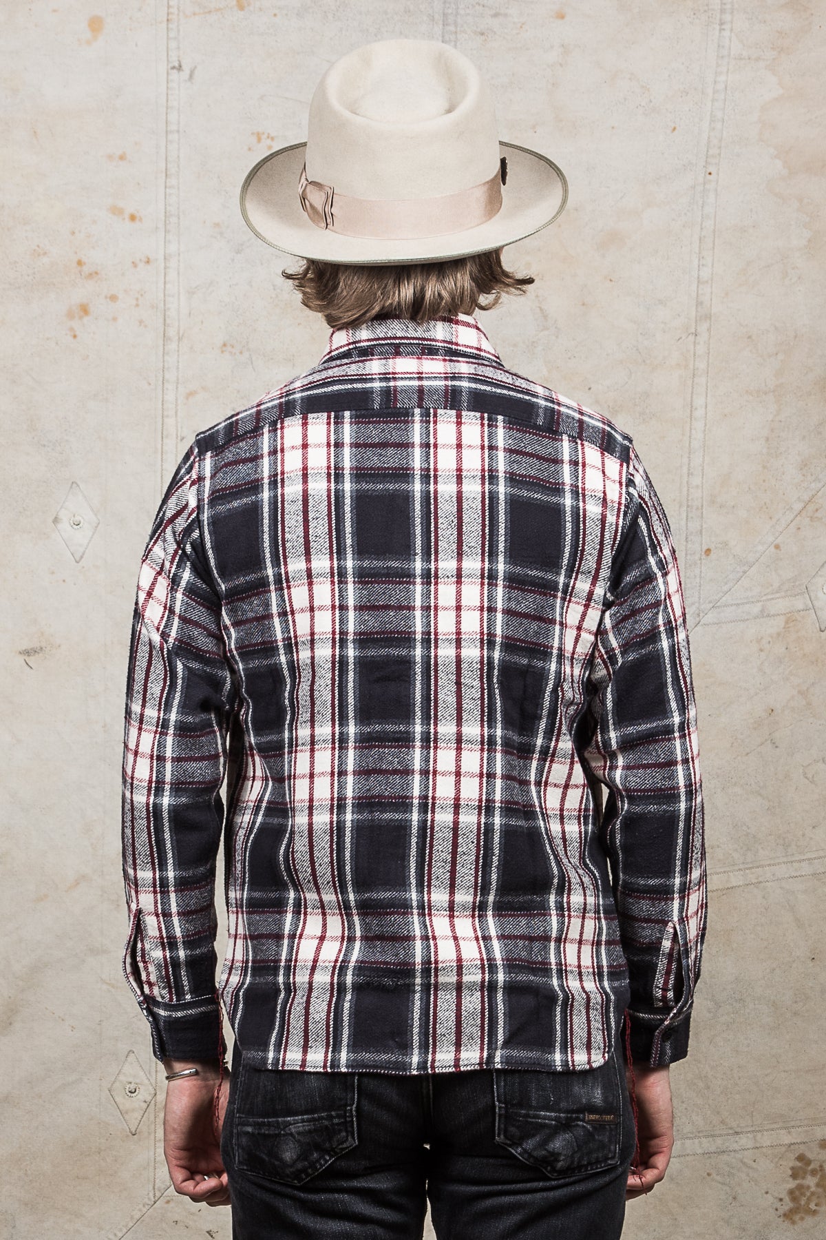 Sugar Cane & Co Twill Check Flannel Work Shirt Black