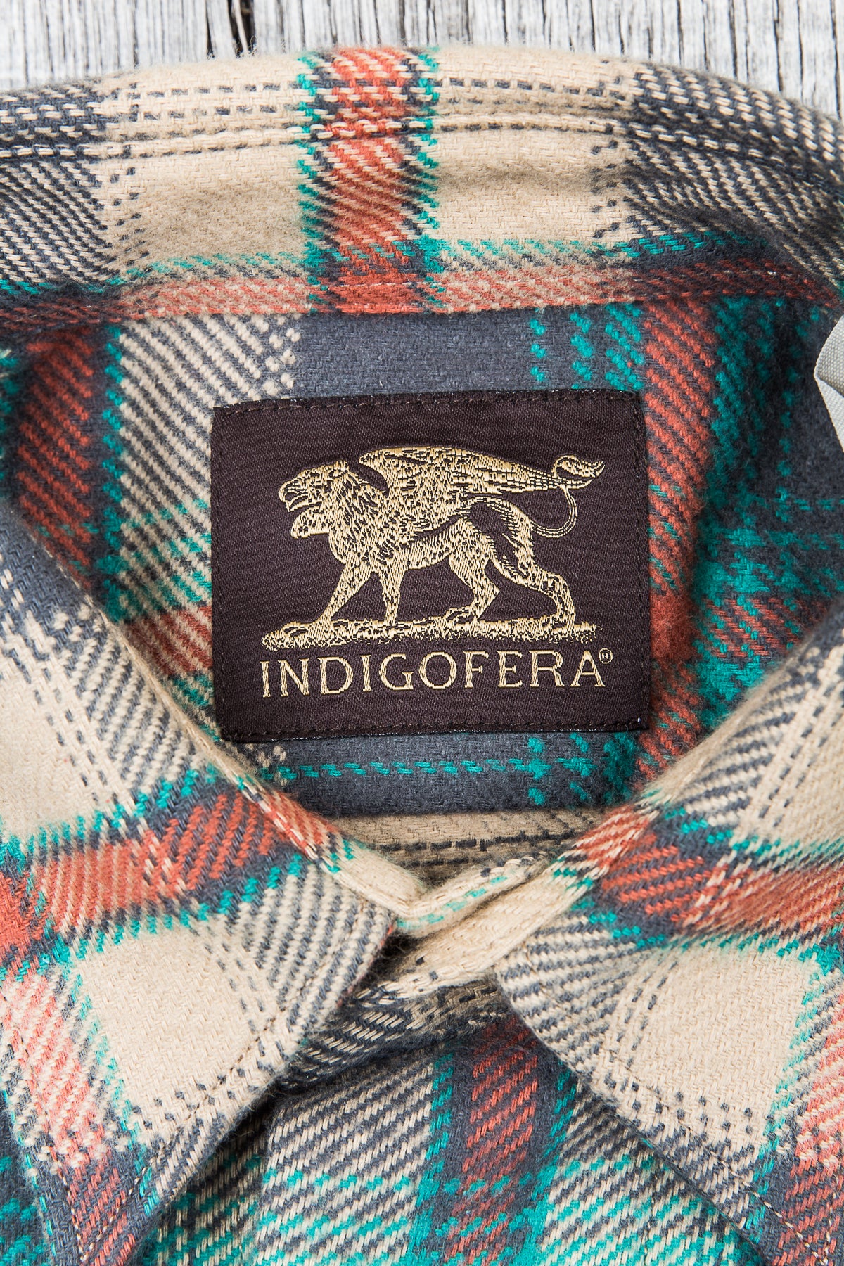 Indigofera Bryson Flannel Shirt Grey/Beige/Petrol/Red