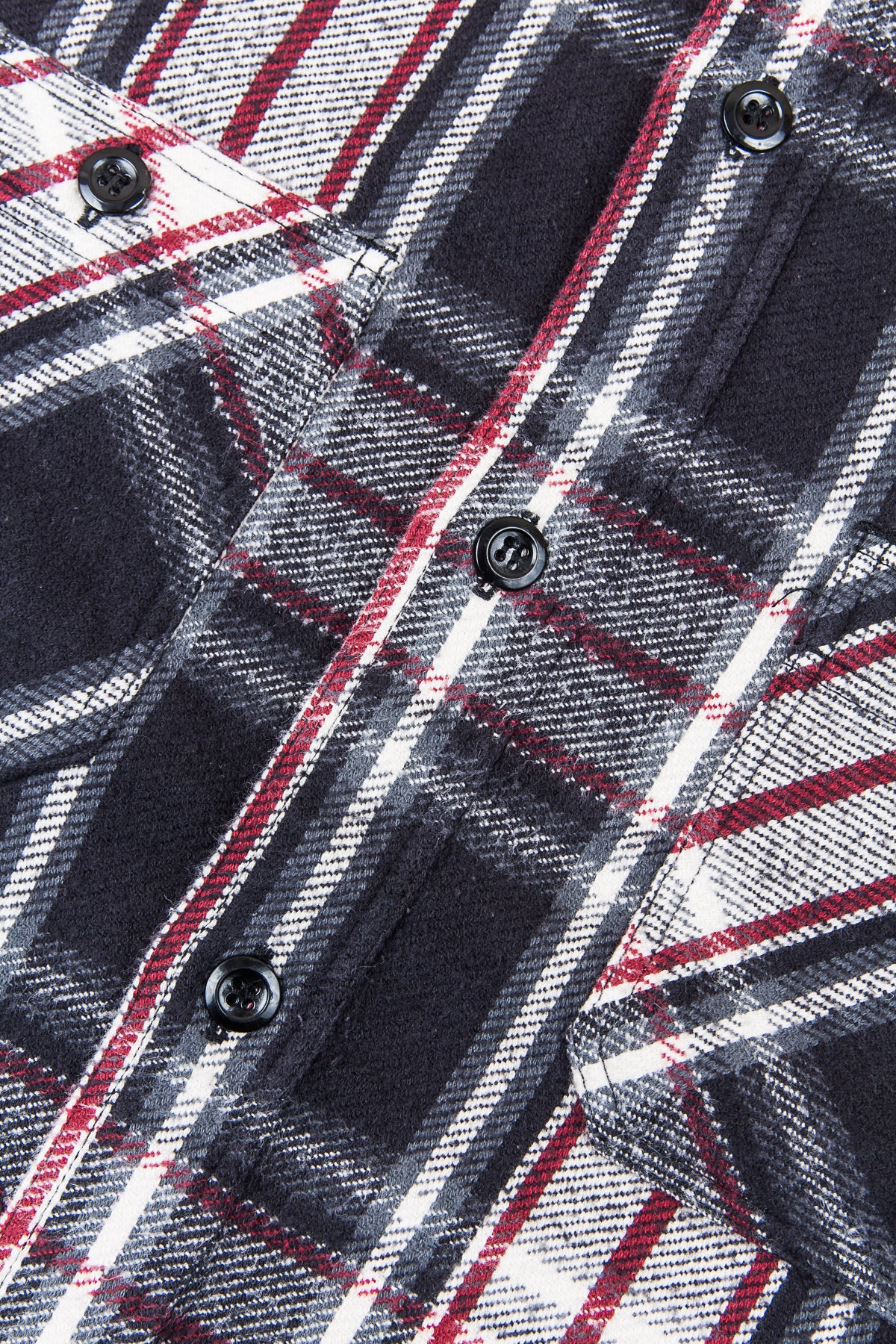 Sugar Cane & Co Twill Check Flannel Work Shirt Black