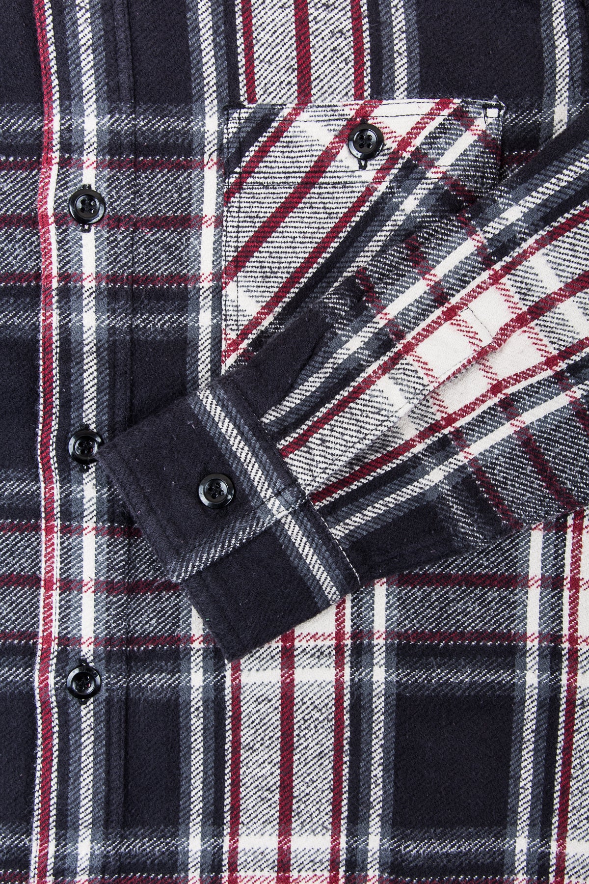Sugar Cane & Co Twill Check Flannel Work Shirt Black