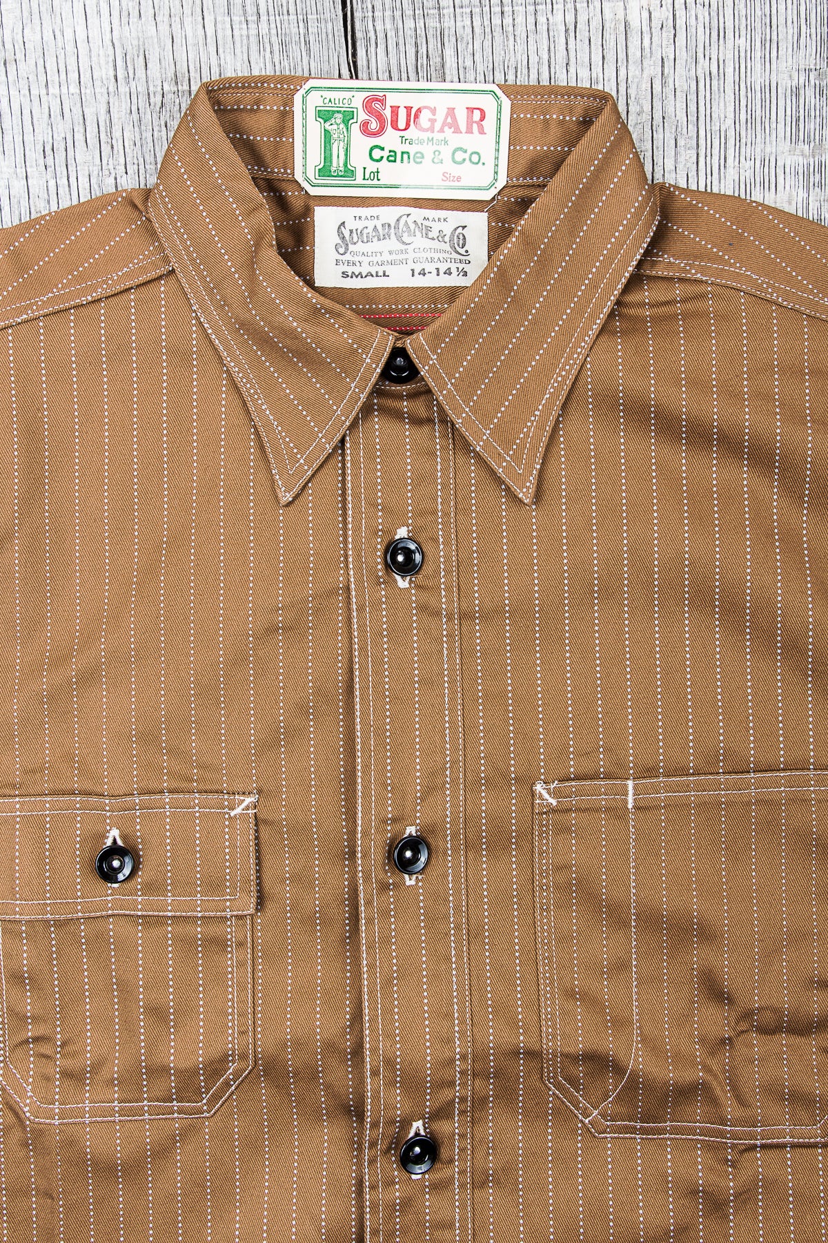 Sugar Cane & Co. Brown Wabash Stripe Work Shirt