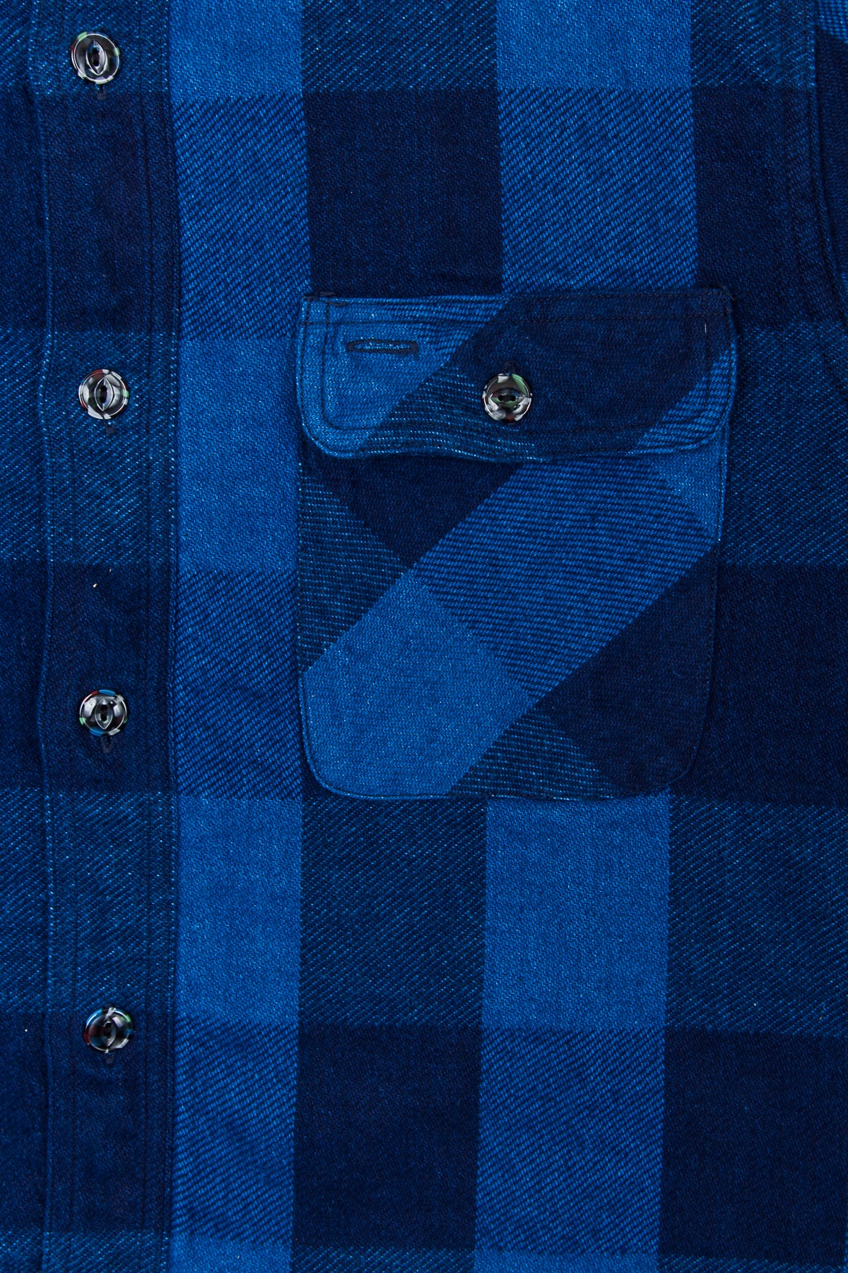 Sugar Cane & Co Fiction Romance Indigo Dyed Buffalo Check Flannel Shirt