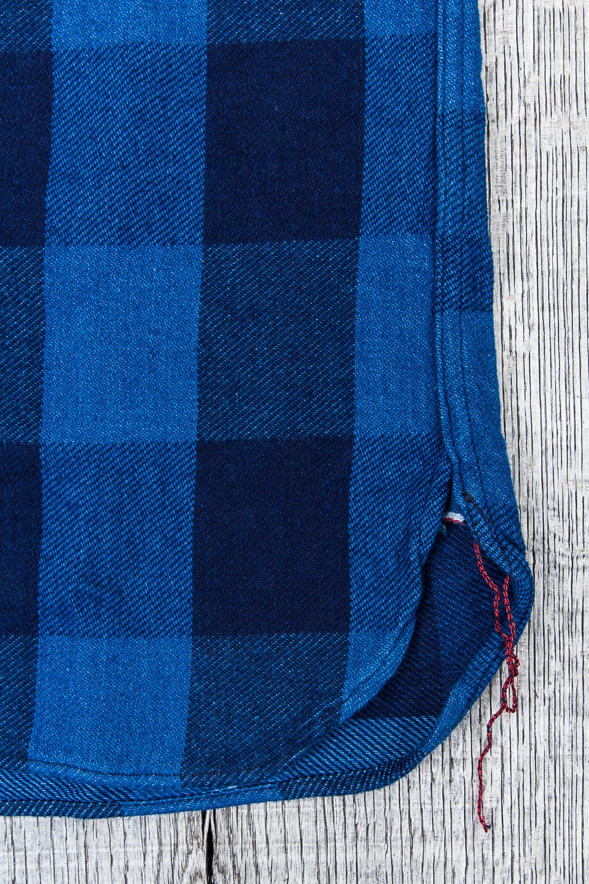 Sugar Cane & Co Fiction Romance Indigo Dyed Buffalo Check Flannel Shirt