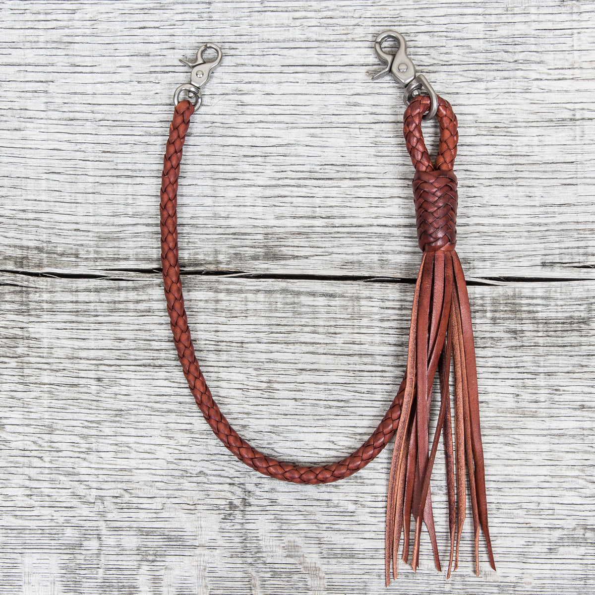 Lone Wolf Leathers Braided Wallet Leash Saddle Tan