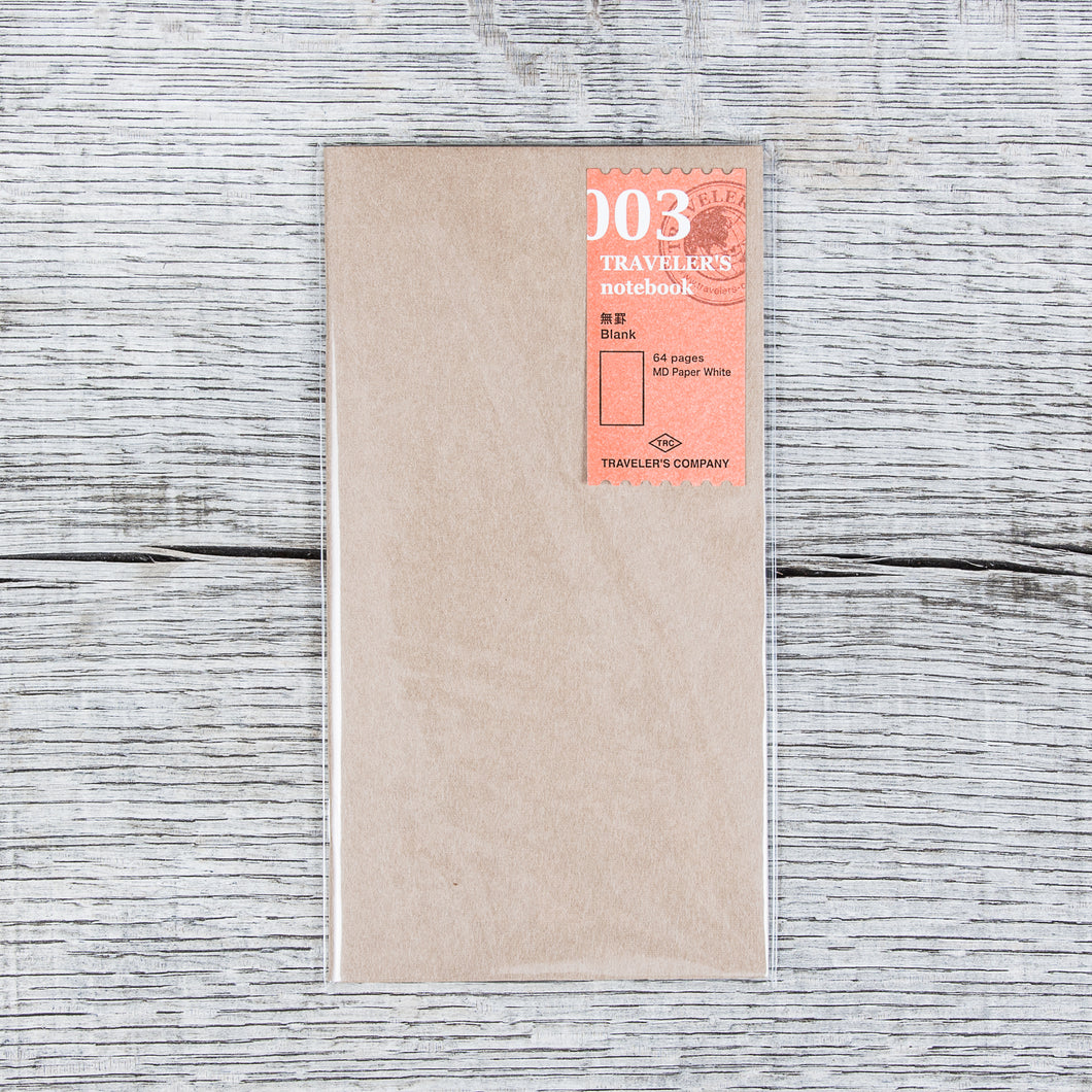 Traveler’s Company #003 Regular Notebook Refill Plain Paper