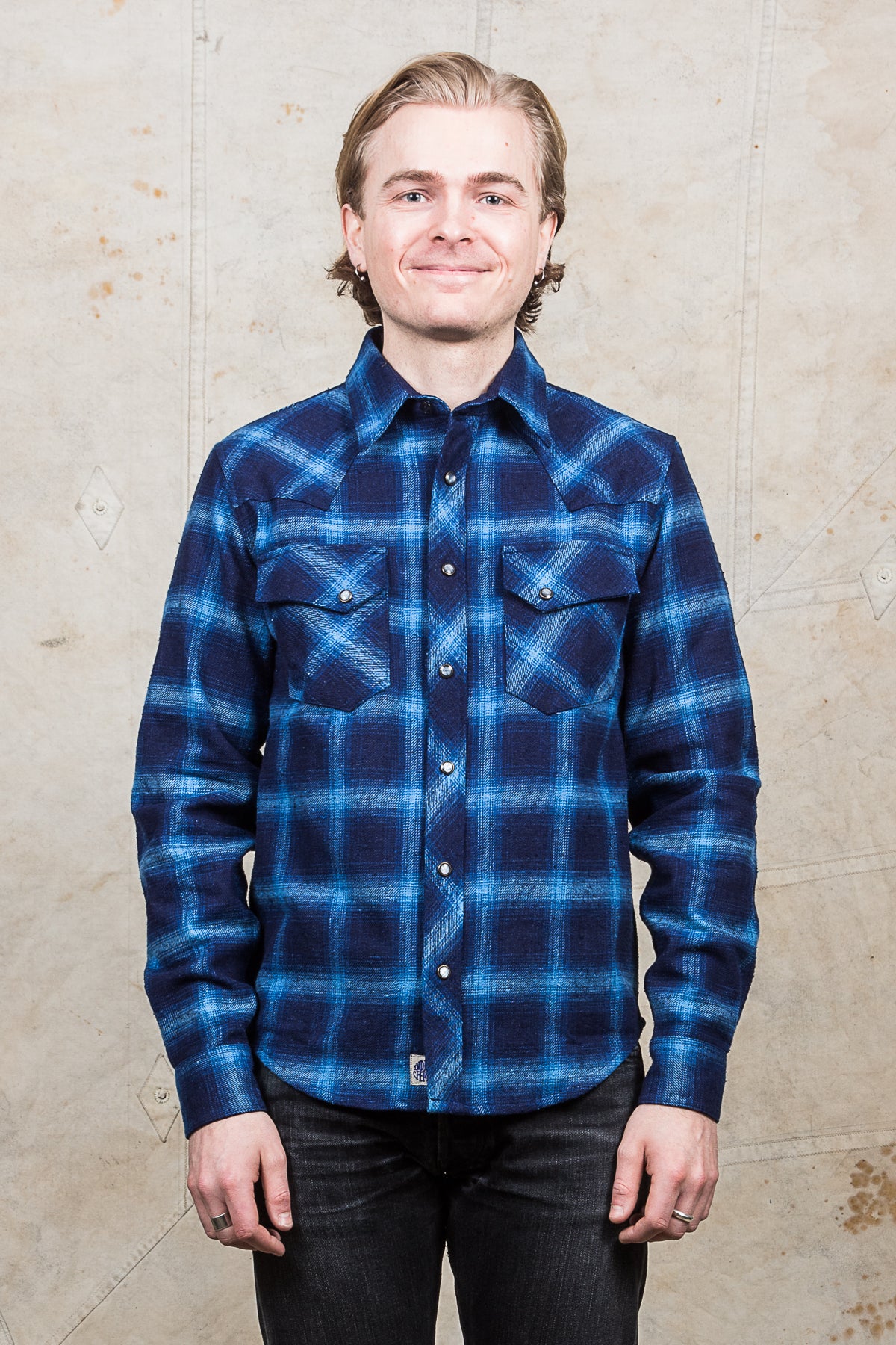 Indigofera Dawson Shirt Japanese Selvage Flannel Indigo Check