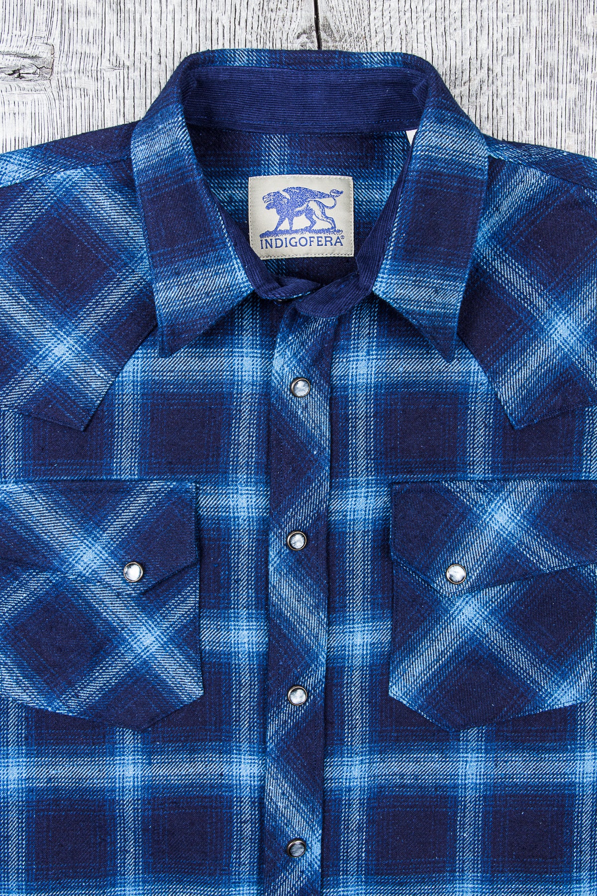 Indigofera Dawson Shirt Japanese Selvage Flannel Indigo Check