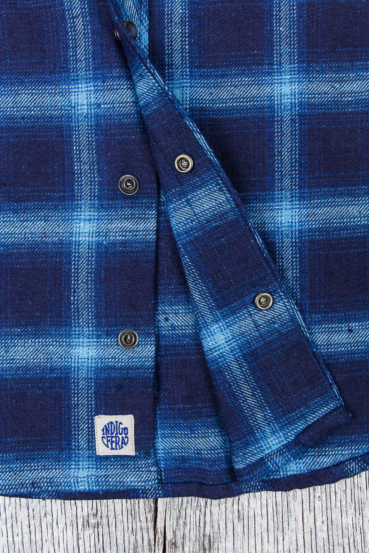 Indigofera Dawson Shirt Japanese Selvage Flannel Indigo Check