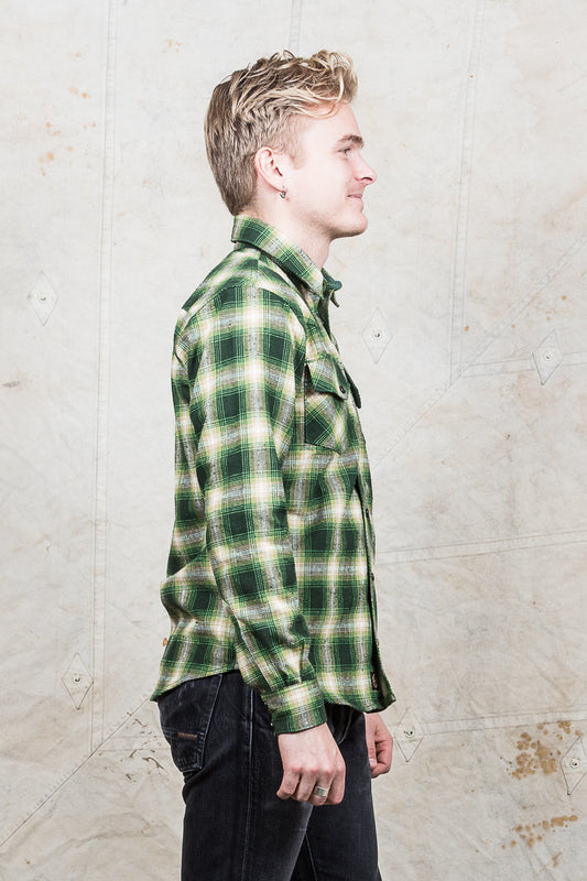 Indigofera Dawson Shirt Japanese Selvage Flannel Green/Beige/White
