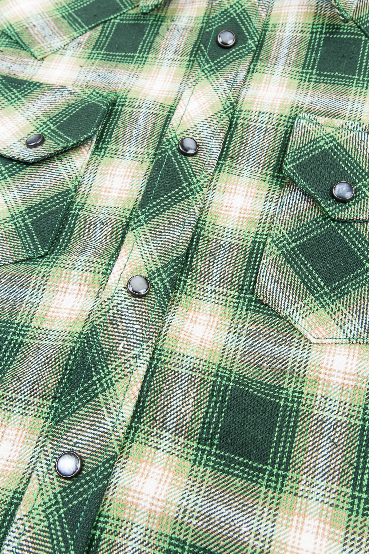Indigofera Dawson Shirt Japanese Selvage Flannel Green/Beige/White