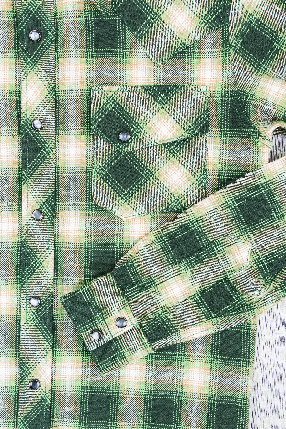 Indigofera Dawson Shirt Japanese Selvage Flannel Green/Beige/White