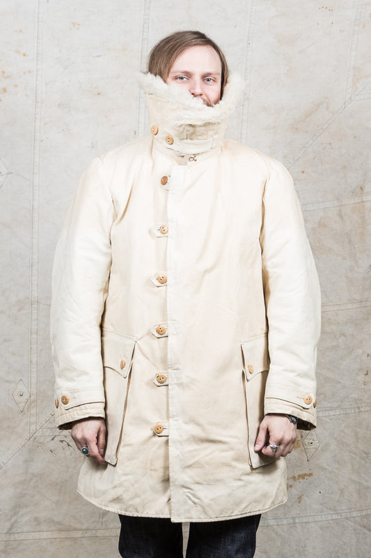 Vintage White Swedish Army Survival Coat "Livpäls M/1913"