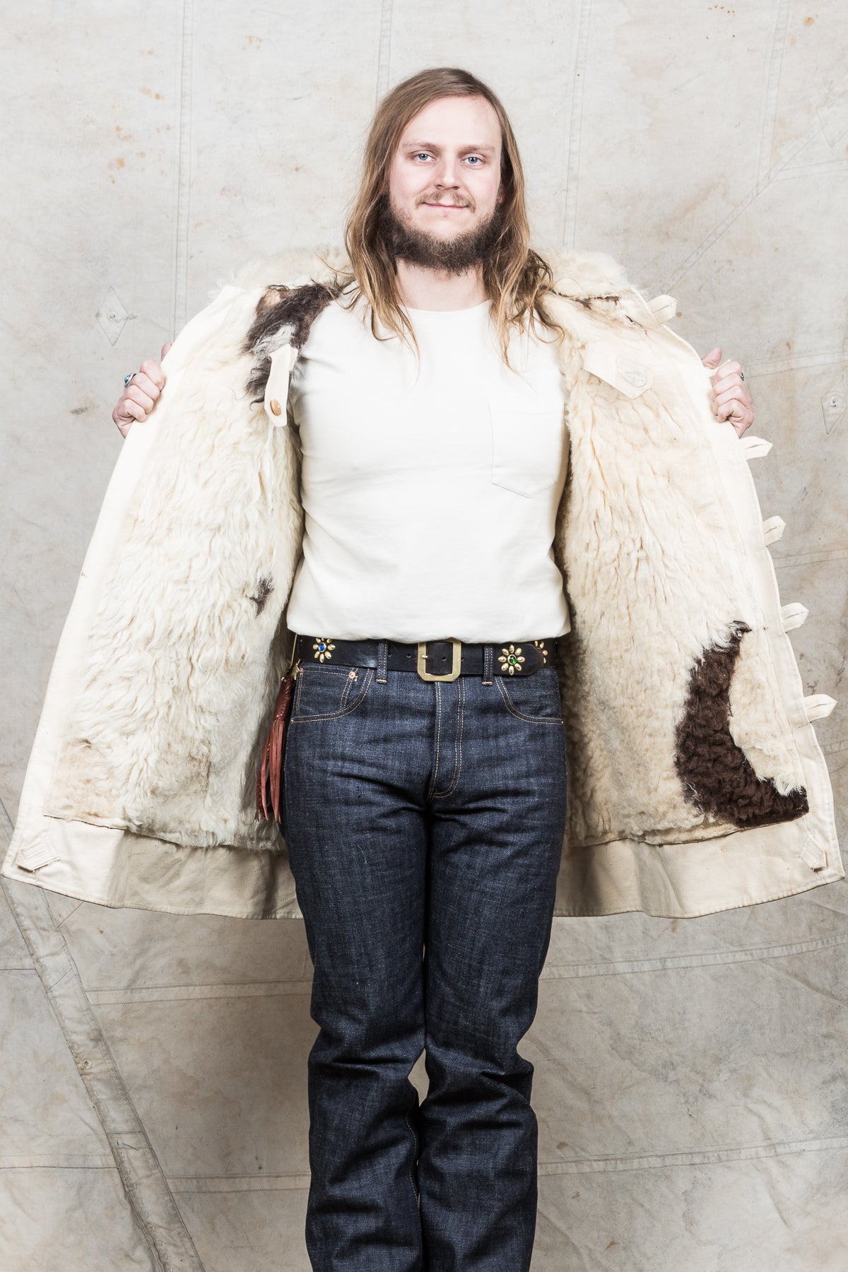 Vintage White Swedish Army Survival Coat "Livpäls M/1913"