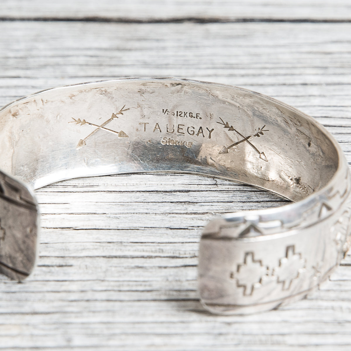 Vintage TA Begay Storyteller Bracelet Sterling Silver & 12K Gold