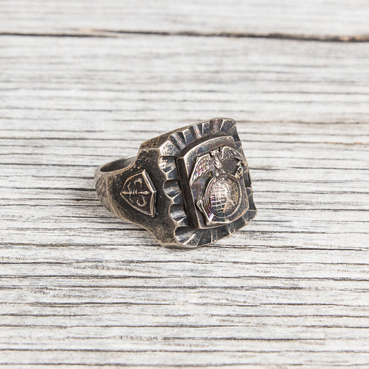 Vintage Mexican Biker US Marine Corps Souvenir Ring