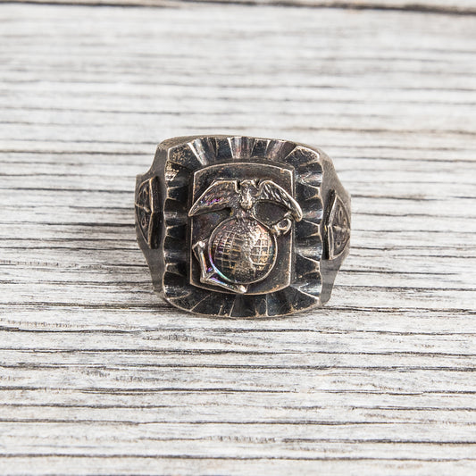 Vintage Mexican Biker US Marine Corps Souvenir Ring