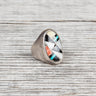 Vintage Zuni Inlaid Turquoise Oval Silver Ring No. 2